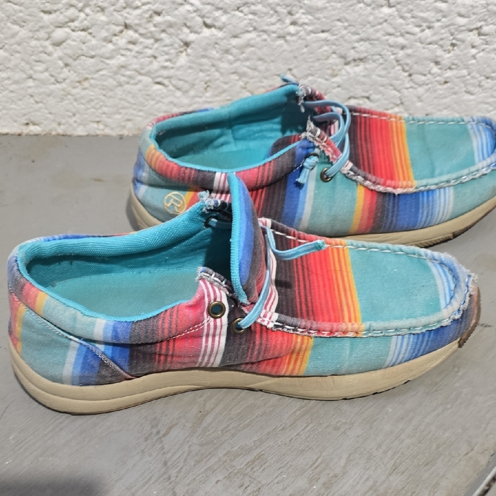 Vibrant Striped Womens Moccasins Size 11 - Picture 3 of 8